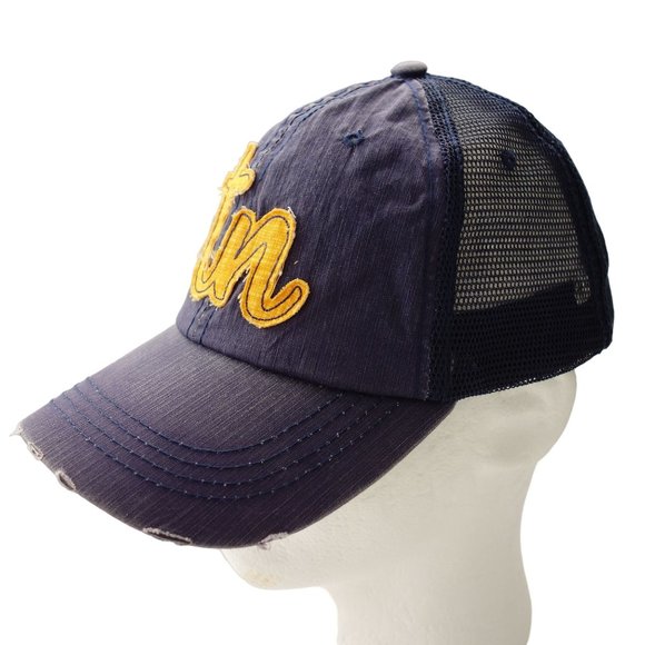 UT Vols Womens Distressed Blue Baseball Hat Cap Mesh Back Adjustable Strapback - Picture 3 of 9